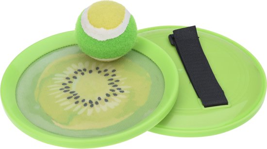 Strand vangbal spel met klittenband kiwi groen 18.5 cm - Strand en camping sport speelgoed