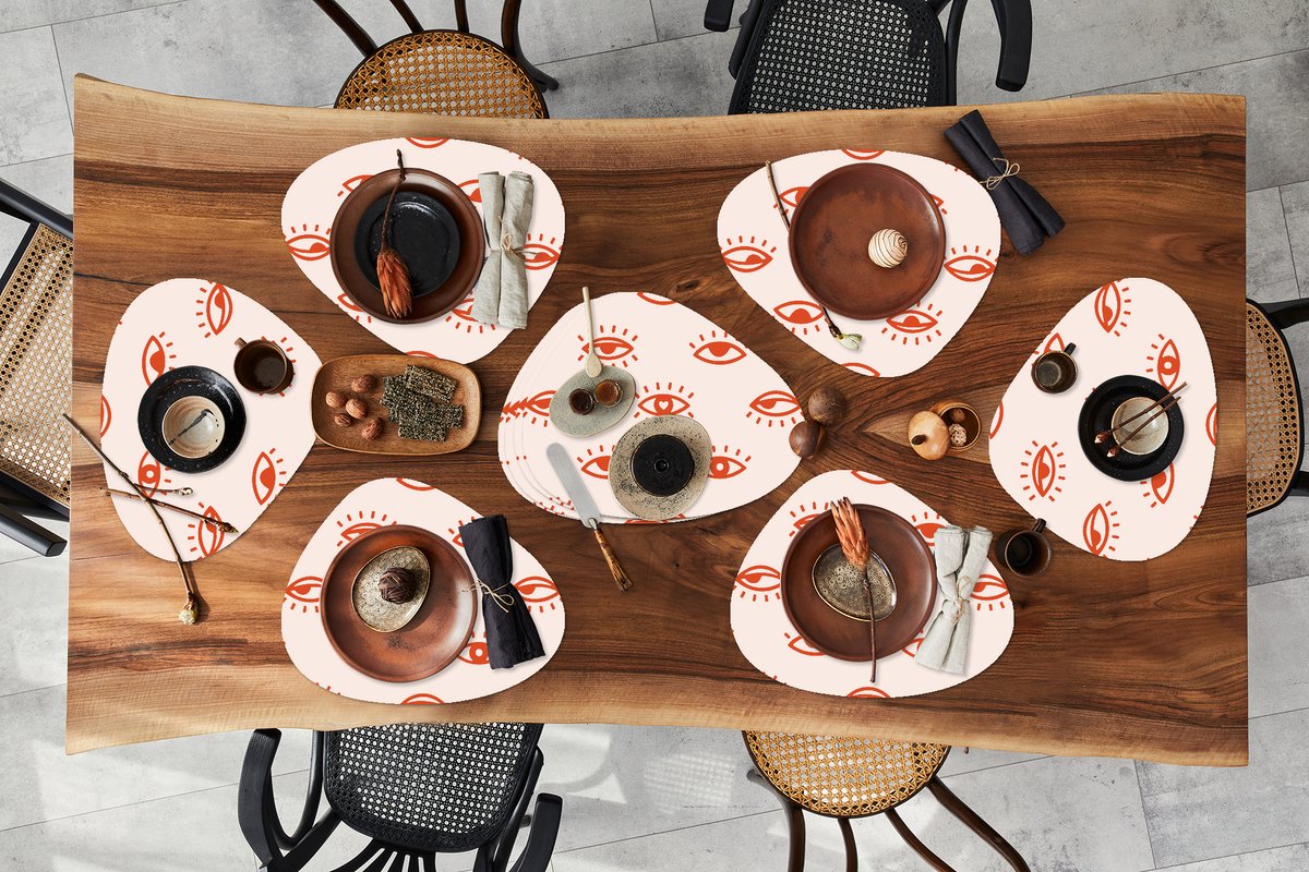 Placemat organisch - Placemats organic - Onderleggers - Boho - Oog - Patronen - 10 stuks
