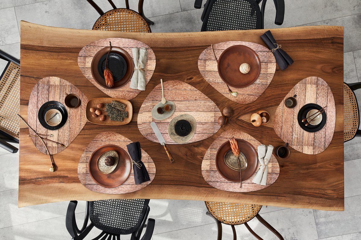 Placemat organisch - Placemats organic - Onderleggers - Eikenhout - Planken - Patronen - 10 stuks