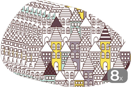 Set de table bio - Napperons bio - Sets de table - Motifs - Maison - Skyline - 8 pièces
