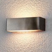 Lindby - LED wandlamp buiten - 1licht - roestvrij staal, polycarbonaat - H: 6.8 cm - roestvrij staal, wit gesatineerd - Inclusief lichtbron