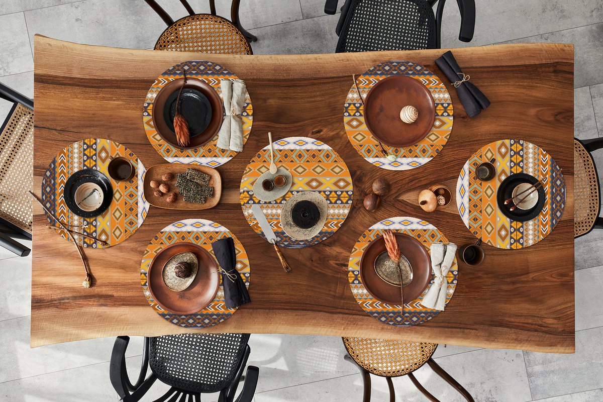 Ronde placemats - Onderlegger - Placemats rond - Patronen - Afrika - Abstract - 8 stuks