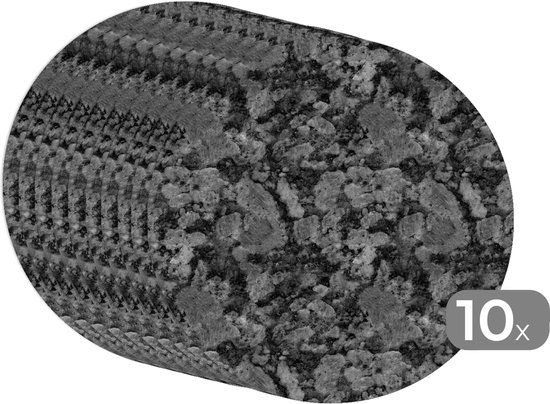 Sets de table ronds - Dessous de verre - Napperons de table ronds - Imprimé granit - Grijs - Motifs - 10 pièces