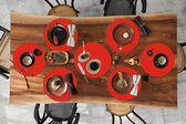 Sets de table ronds - Dessous de verre - Napperons de table ronds - Rouge - Motif - Design - 10 pièces