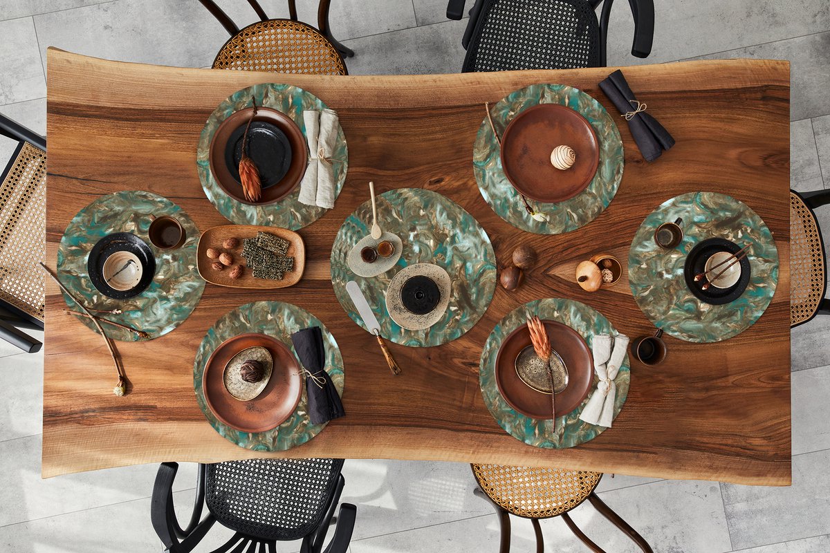 Ronde placemats - Onderlegger - Placemats rond - Luxe - Marmer print - Patronen - Verf - 10 stuks