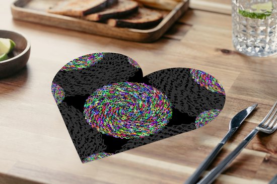 Sets de table - Napperons de table - Napperons coeur - Arc-en-ciel - Design - Cercle - Motifs - 10 pièces