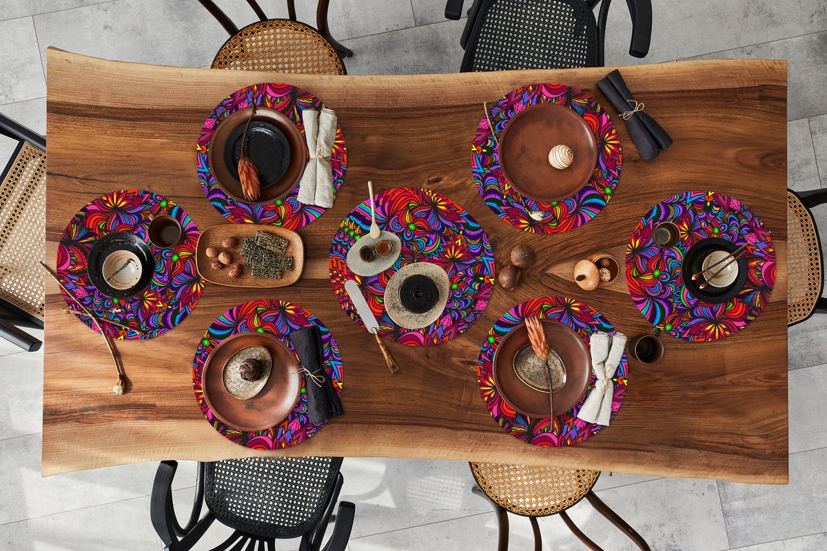 Ronde placemats - Onderlegger - Placemats rond - Patroon - Jungle - Abstract - 10 stuks