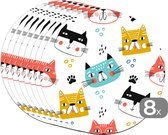 Ronde placemats - Onderlegger - Placemats rond - Jongens - Patronen - Katten - 8 stuks