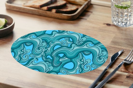 Napperons de table ovales - Dessous de verre - Sets de table ovales - Mer - Motifs - Imprimé marbre - 6 pièces