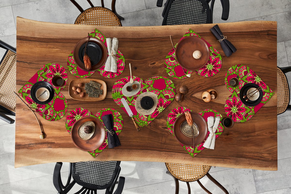 Onderleggers - Placemats - Placemats hartje - Hippie - Mandala - Bloemen - Design - 10 stuks