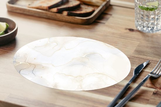 Napperons de table ovales - Sets de table - Sets de table ovales - Marbre - Zwart - Jaune - 6 pièces