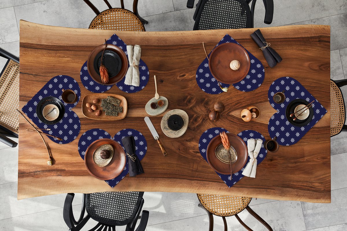 Onderleggers - Placemats - Placemats hartje - Patronen - Zee - Boot - Stuurwiel - 6 stuks