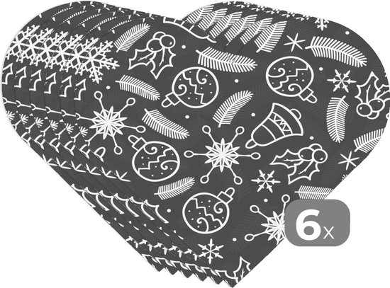 Dessous de verre - Napperons - Napperons coeur - Motifs - Noël - Décoration - 6 pièces - Noël - Cadeau - Cadeau de Noël homme, femme et enfant