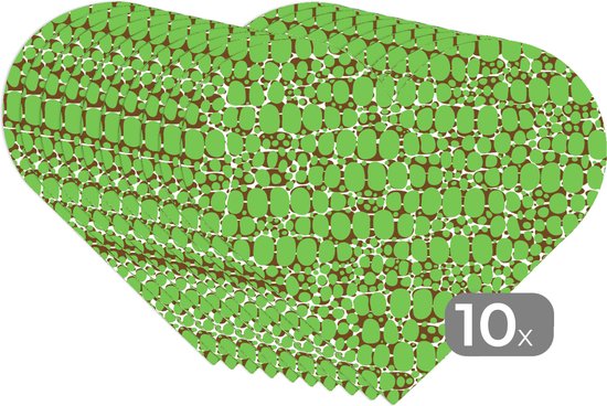 Napperons de table - Sets de table - Napperons coeur - Crocodile - Structure - Motifs - Vert - 10 pièces