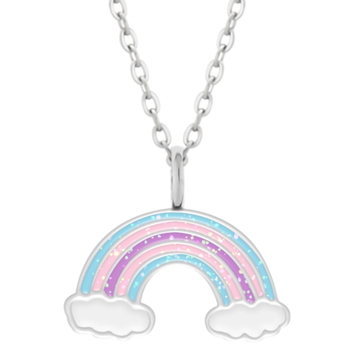 WeLoveSilver - zilveren ketting - meisjesketting regenboog met glitters