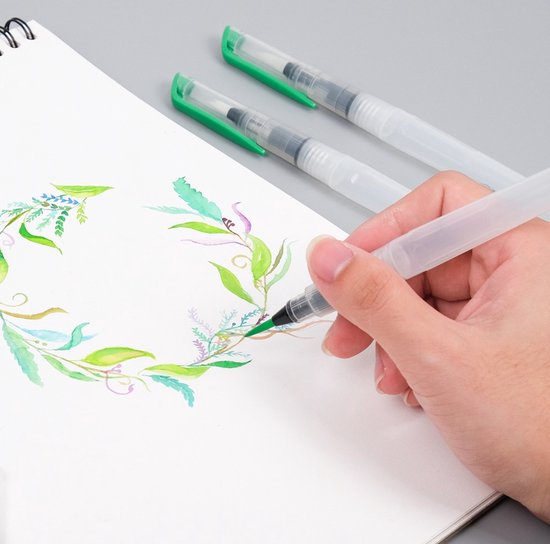 Paintersisters Aquarelpenseel met waterreservoir, set met 3 verschillende penseelpunten, perfect voor waterverf, aquarelstiften nappen, kunstenaarskwaliteit Paintersisters Aquarelpenseel met waterreservoir, set met 3 verschillende penseelpunten, perfect voor waterverf, aquarelstiften nappen, kunstenaarskwaliteit
