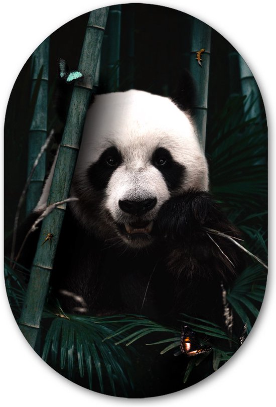 Muurovaal muursticker Jungle Panda - WallCatcher | Behangsticker 100x150 cm | Ovalen schilderij | Wandovaal Pandabeer