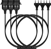 kwmobile E27 lampfitting met kabel - Schakelaar en 5 meter snoer - Lamp ophangen - Netsnoer met klikschakelaar en stekker - 3 stuks