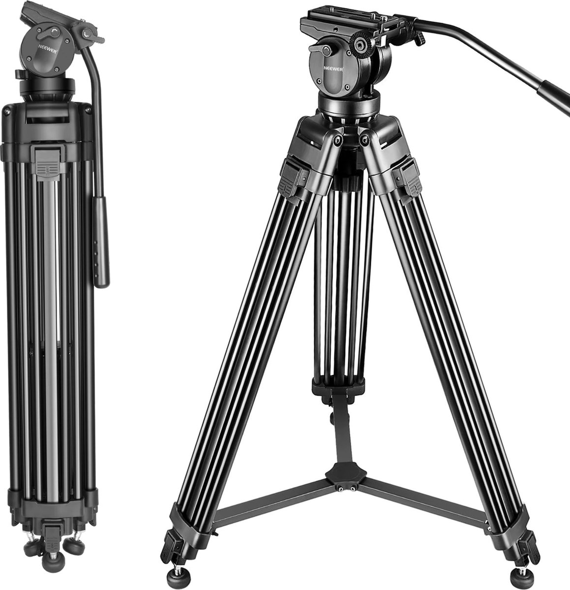 Polaza® Camera Statief - Professioneel Statief - Tripod - Verstelbaar - 155CM Statief - Aluminium - Voor Camera