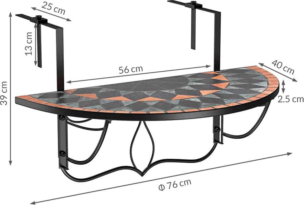 vidaXL - Balkontafel - hangend - mozaïek - blauw - en - wit | bol