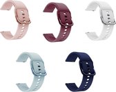 Siliconen Bandjes Set Geschikt Voor Samsung Galaxy Watch 5 / Pro / 4 / 3 / Active 2 - Roze, Wijnrood, Wit, Lichtblauw, Donkerblauw