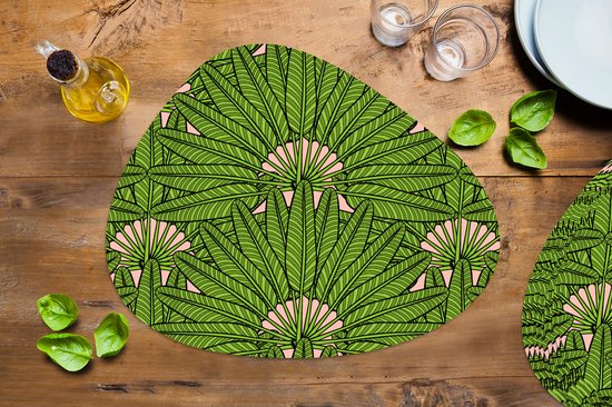 Set de table bio - Napperons bio - Sets de table - Feuille de palmier - Motifs - Jungle - Tropical - 10 pièces