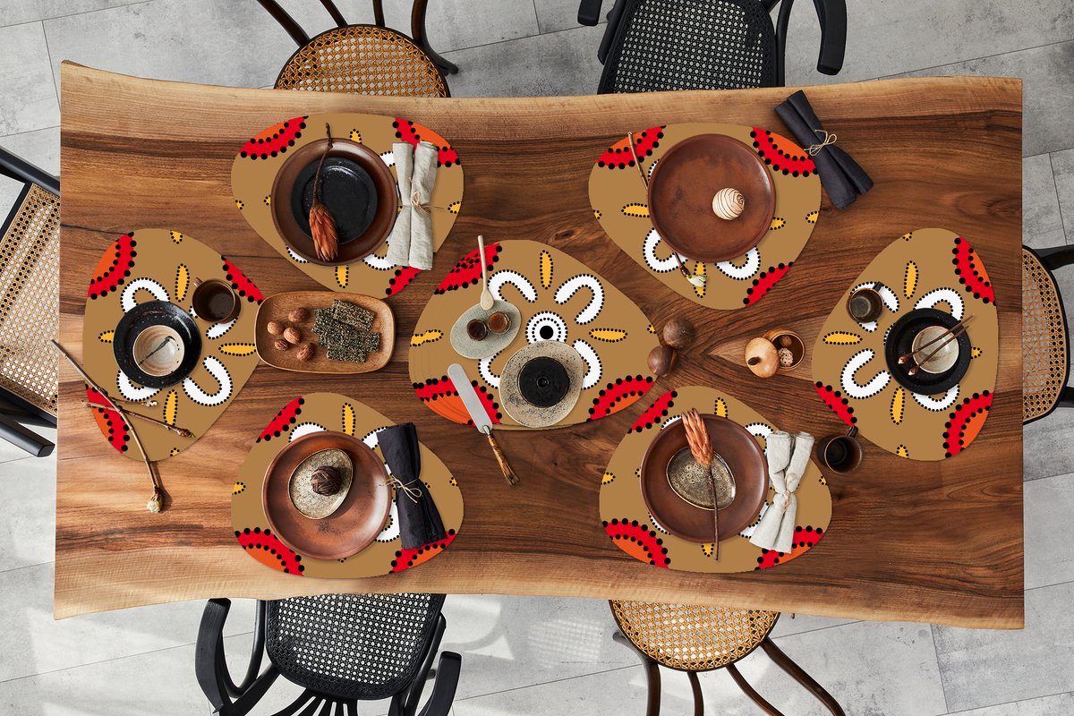 Placemat organisch - Placemats organic - Onderleggers - Design - Bloemen - Stippen - 10 stuks