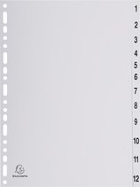 Exacompta tabbladen numeriek voor ft A4, uit PP, grijs, 12 tabs 20 stuks
