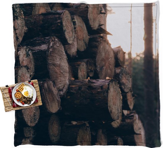Waterdicht Picknickkleed – Geschikt als Strandlaken / Strandmat – Bos – Bomen – Boomstam – Natuur – 200×200 cm – Vloerkleed buiten – Buitenkleed -…