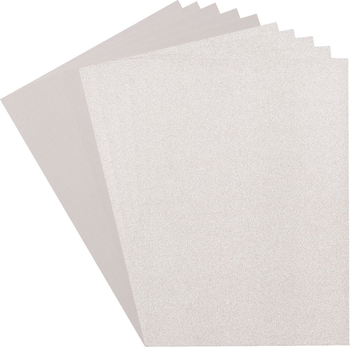 Florence Cardstock en Glitterpapier - A4 - Zilver - Silver/Mouse - 2 x 5 vellen - 216g / 250g