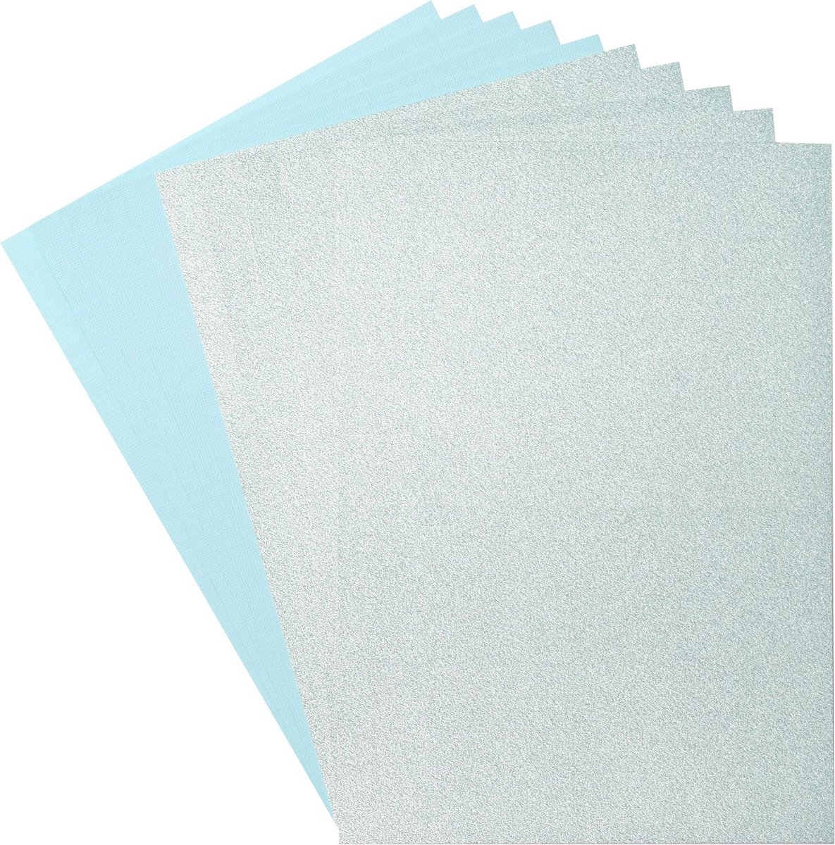Florence Cardstock en Glitterpapier - A4 - Blauw - Aqua/Ocean - 2 x 5 vellen - 216g / 250g