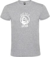 Grijs T shirt met print van " Just Do It Later " print Wit size XXL
