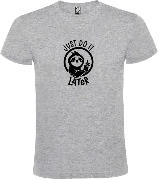 Grijs T shirt met print van " Just Do It Later " print Zwart size XXXL