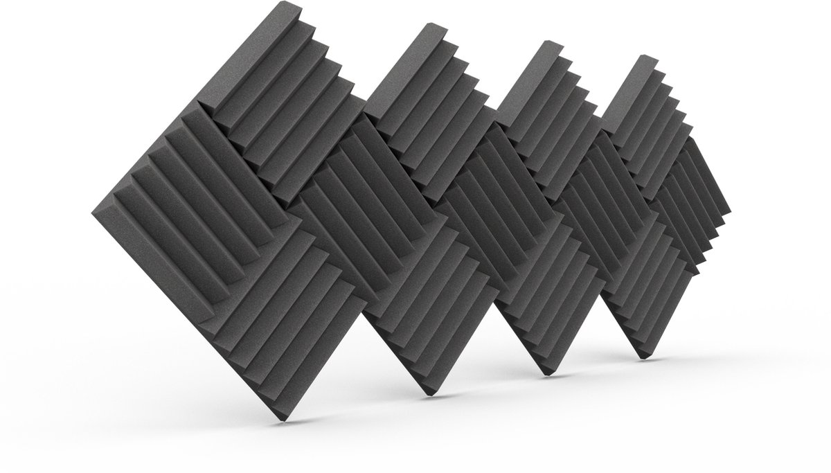 Bigblock Akoestische Panelen 30x30x5 cm - 14 Stuks Schuim Wedges Standard - Geluidsisolatie en Absorptie - Studio Foam - Wanddecoratie