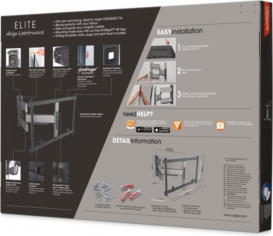 Support mural pour écran plat Vogel's ELITE TVM 5855 ORIENTABLE POUR  TELEVISION DE 55'' A 100'' sur