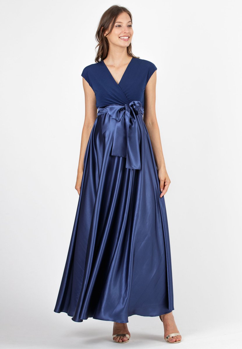 Zwangerschaps- en voedingsjurk Lucrezia Navy, enkel lang, maat XS