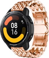 Stalen Smartwatch bandje - Geschikt voor Xiaomi Watch S1 / Watch S1 Pro / Watch 2 Pro stalen draak band - rosé goud - Strap-it Horlogeband / Polsband / Armband