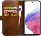 Rosso Element Book Case Wallet Hoesje Geschikt voor Samsung Galaxy A53 | Portemonnee | 3 Pasjes | Magneetsluiting | Stand Functie | Bruin