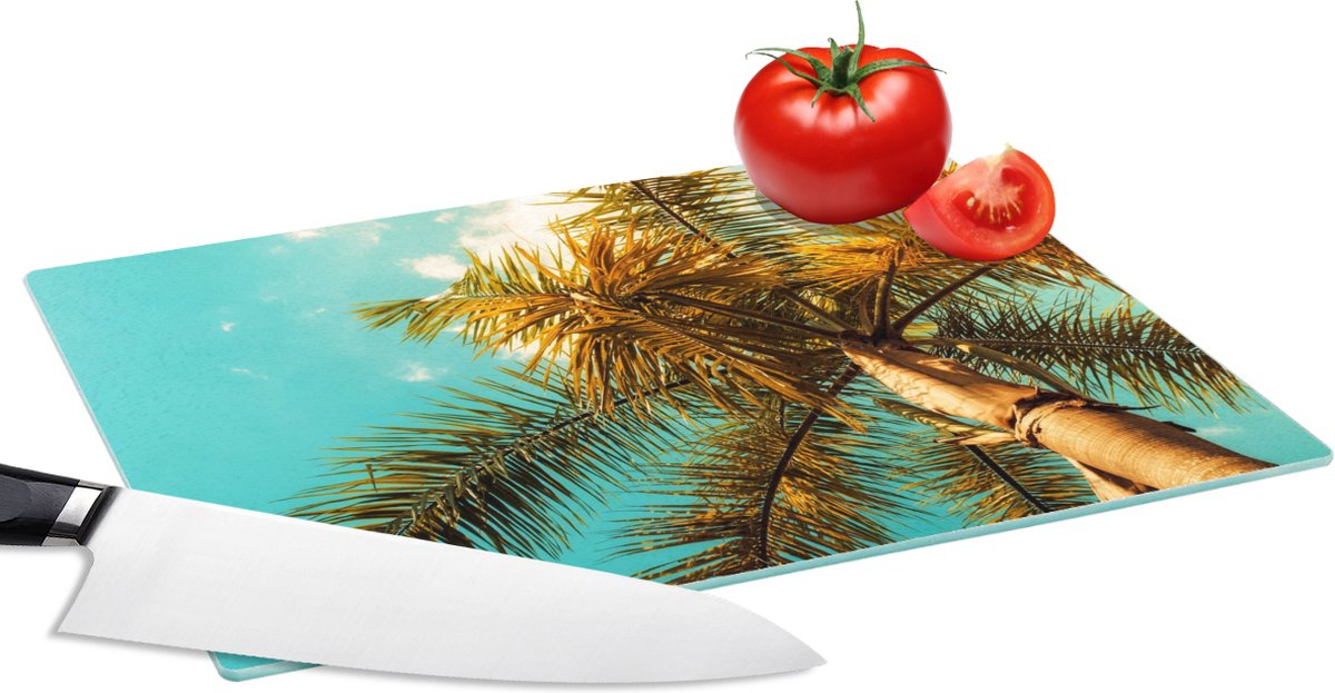 Glazen Snijplank - 28x20 - Palm - Zomer - Tropisch - Snijplanken Glas