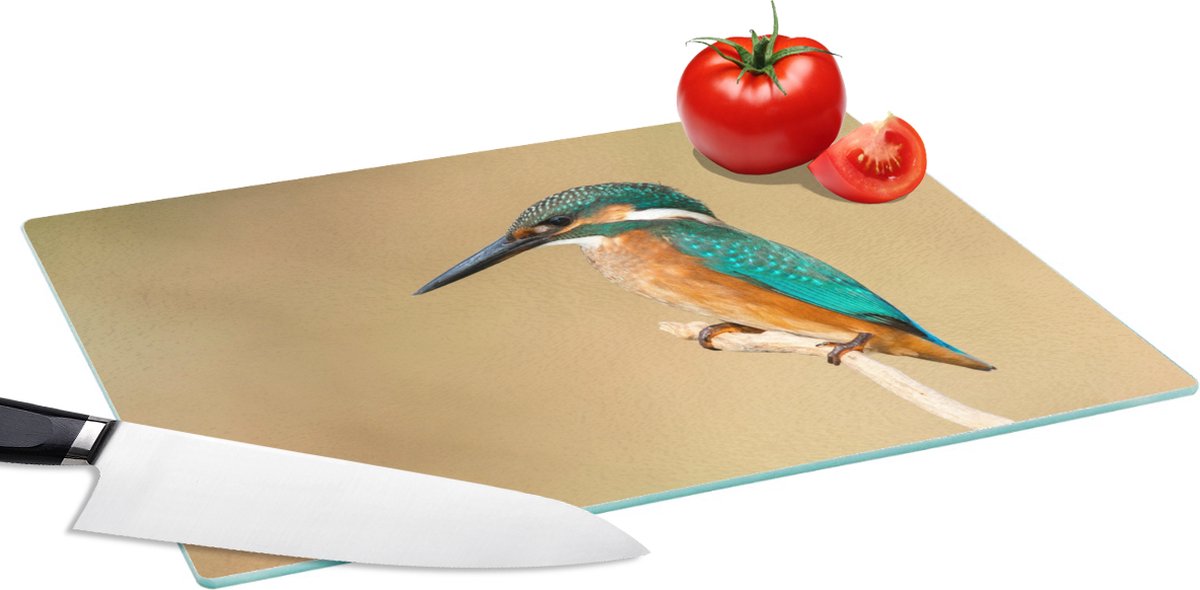 Glazen Snijplank - 39x28 - IJsvogel - Dieren - Vogel - Snijplanken Glas
