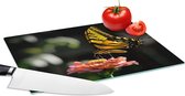 Glazen Snijplank - 28x20 - Vlinder - Botanisch - Bloem - Snijplanken Glas