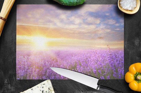 Planche à découper en Verres - 39x28 - Lavande - Soleil - Ciel - Nature - Planches à découper en Glas