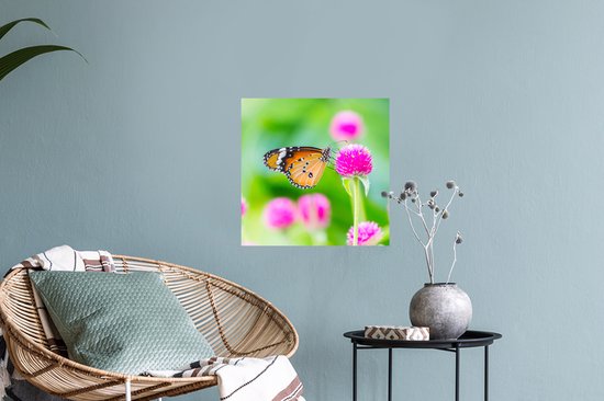 Muurstickers - Sticker Folie - Landelijk - Vlinder - Distel - Bloem - 30x30 cm - Plakfolie - Muurstickers Kinderkamer - Zelfklevend Behang - Zelfklevend behangpapier - Stickerfolie