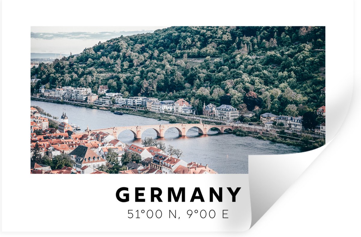 Muurstickers - Sticker Folie - Duitsland - Heidelberg - Water - 90x60 cm - Plakfolie - Muu