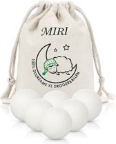 MIRI Drogerballen - 6 stuks - Wasballen - Duurzaam Schapenwol - Herbruikbaar - Wasbollen - Wit