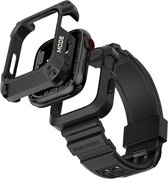 Rugged Armor Iron Case Zwart met TPU band geschikt voor Apple Watch 45mm