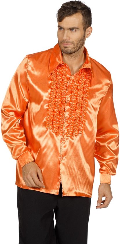 Costume des années 80 et 90 | Chemisier à volants Oranje en satin Wrong Disco | Taille 56 | Costume de carnaval | Déguisements