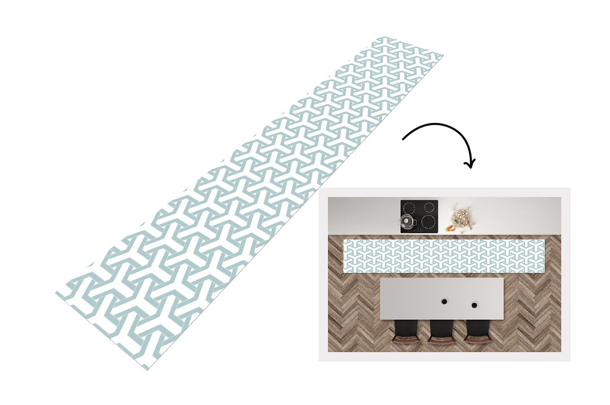 KitchenYeah Keukenloper - Loper keuken - Design - Lijn - Patroon - 300x50 cm - Keukenloper vinyl Multicolor