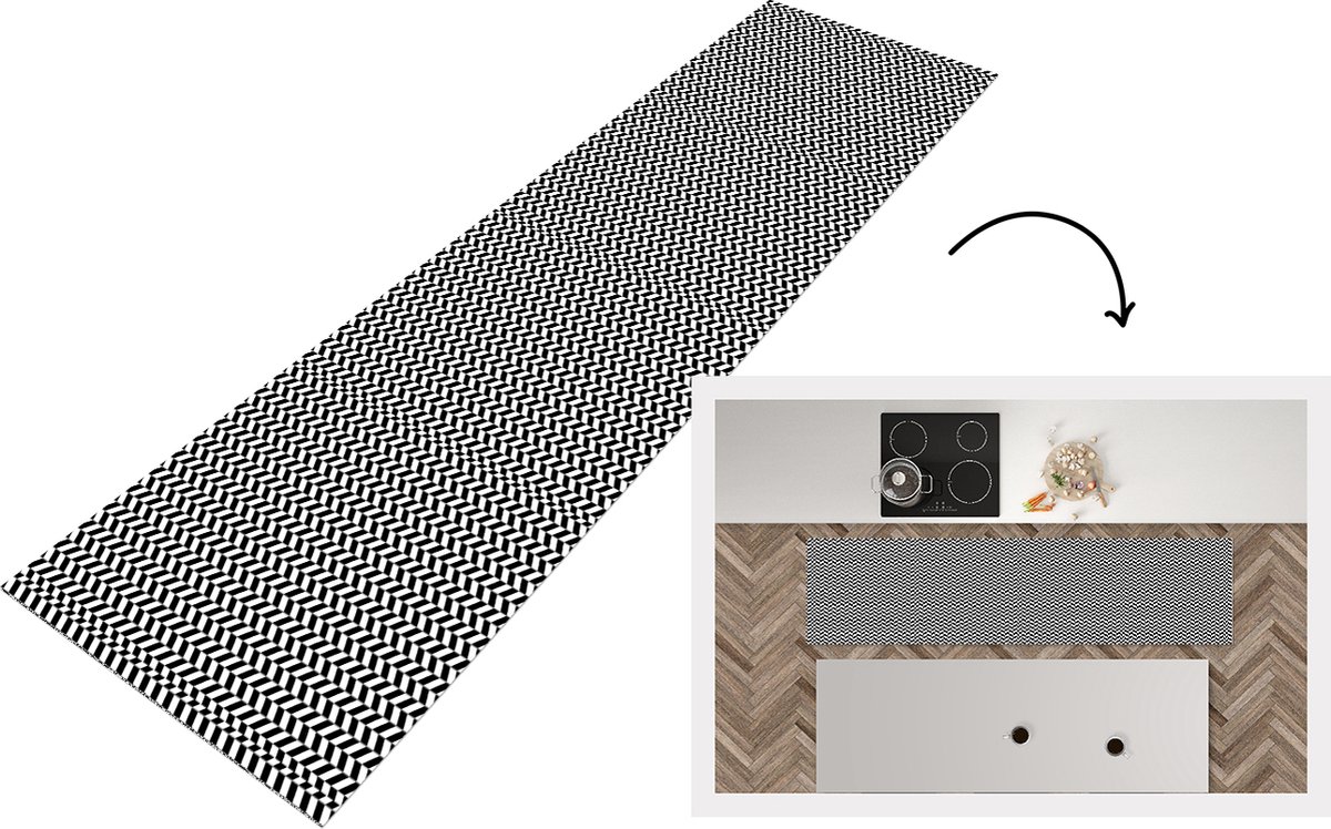 KitchenYeah Keukenloper - Loper keuken - Abstract - Patronen - Design - Lijn - 200x50 cm - Keukenloper vinyl Multicolor