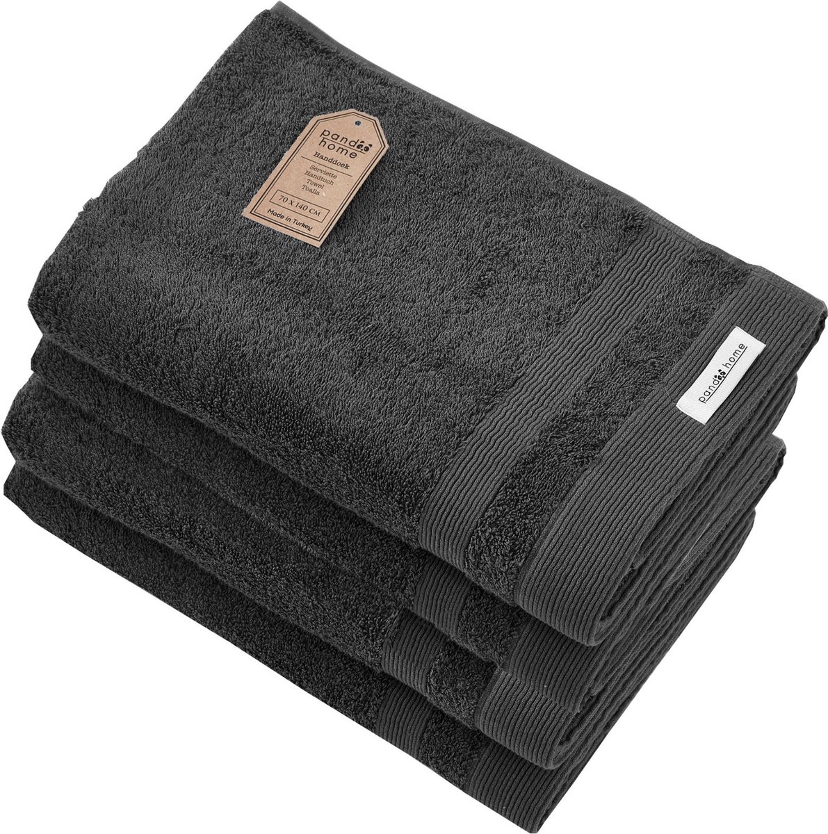PandaHome - Badhanddoek - 4 delig - 4 Badhanddoeken 70x140 cm - 100% Katoen - Antraciet Badhanddoeken - Badlaken